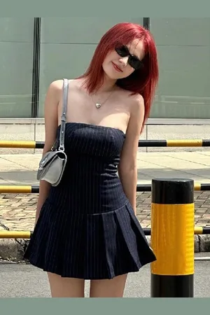 LULU & SKY Women Gathered or Pleated Bandeau Mini Dress