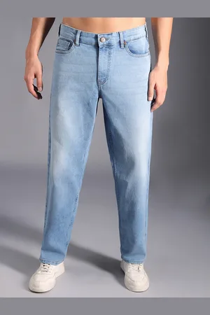 High Star Men Relaxed Tapered Fit Clean Look Light Fade Pure Cotton Jeans
