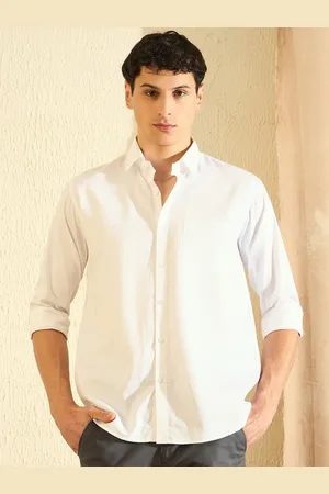 DENNISON Men White Comfort Fit Solid Formal Shirt
