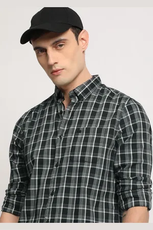 The Bear House Men Checked Slim Fit Button-Down Collar Pure Cotton Casual Shirt
