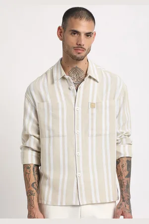 The Bear House Men Striped Relaxed Fit Cotton Shacket