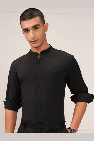Ketch Men Textured Mandarin Collar Slim Fit Casual Shirt