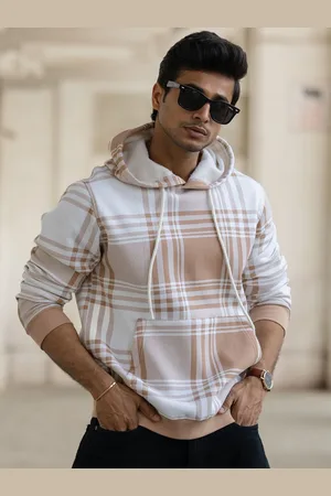 Powerlook Men Checked Hooded Casual Sweatshirt