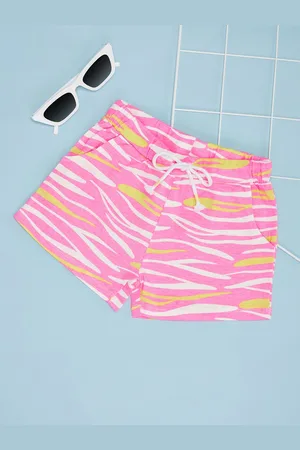 Pantaloons Girls Striped Slim Fit Cotton Technology Shorts