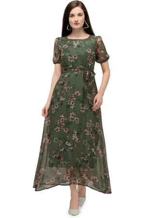 DressBerry Women Floral Printed A-Line Midi Dress