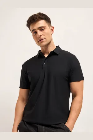 The Bear House Men Solid Polo Collar T-shirt