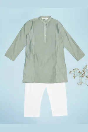 Pantaloons Boys Striped Mandarin Collar Straight Kurta With Pyjama