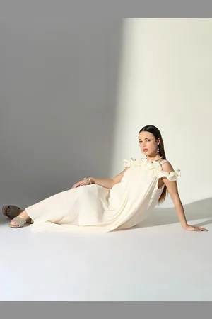 SHOWOFF Women Ruffled Net A-Line Maxi Dress