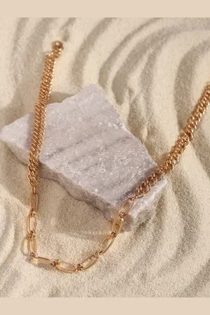 DEEBACO Gold-Toned Rose Gold-Plated Link Stylized Necklace