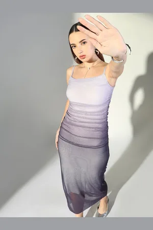 SHOWOFF Women Dyed Shoulder Straps Bodycon Midi Dress