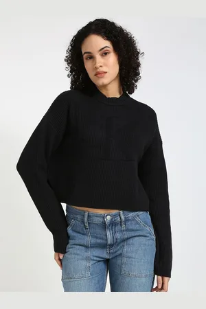 Calvin Klein Women Organic Cotton Ribbed Crop Pullover Sweater