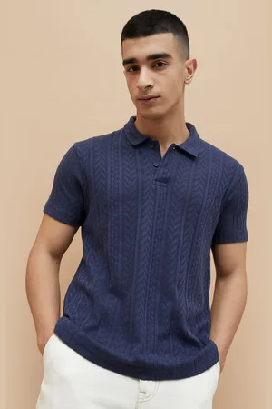 Lifestyle Men Self Design Polo Collar Cotton Slim Fit T-shirt