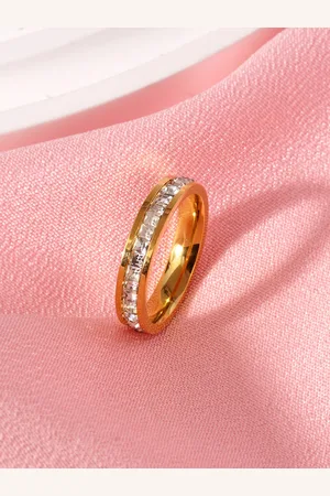 AQUASTREET 18K Gold Plated Waterproof Stainless Steel Channel-set Single Row Stone Ring