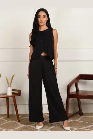 DressBerry Black Round Neck Sleeveless Waistcoat With Trouser
