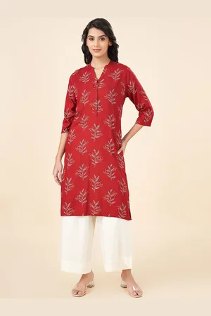 Pantaloons Floral Printed Mandarin Collar Straight Kurta