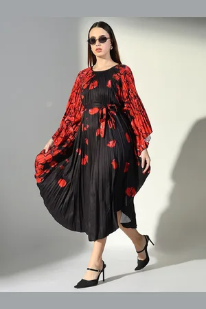 SHOWOFF Women Cotton Floral Printed Kaftan Midi Dress
