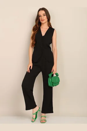 DressBerry Black V-Neck Waistcoat With Trousers