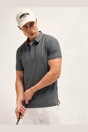 The Bear House Men Solid Polo Collar T-shirt