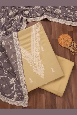 Koskii Floral Embroidered Thread Work Unstitched Dress Material