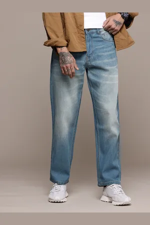 WROGN Men Pure Cotton Loose Fit Heavy Fade Jeans
