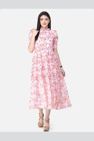 BAESD Women Floral Printed A-Line Midi Dress