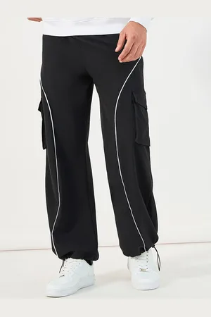 Styli Men Striped Mid-Rise Baggy Fit Cargo Trousers