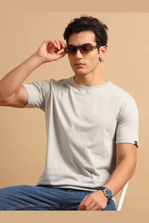 Bushirt Men Solid Round Neck Cotton T-shirt