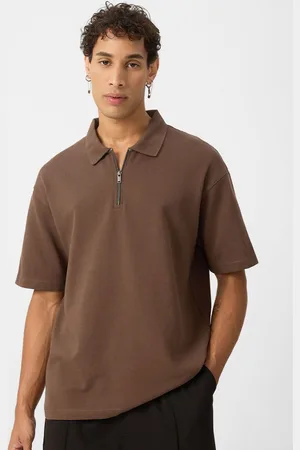 The Souled Store Men Solid Polo Collar Cotton Oversized T-shirt