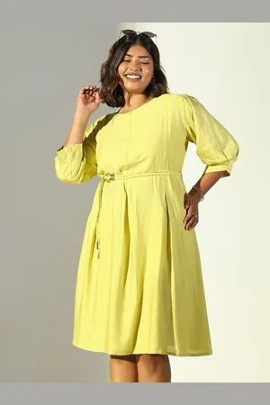 SHOWOFF Women Cotton Puff Sleeve A-Line Dress