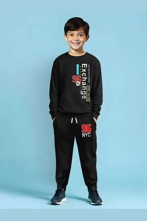 HERE&NOW Boys Round Neck Printed Sweatshirt With Joggers