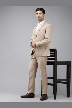 Park Avenue Solid Notched Lapel Collar Single Breasted 3 Piece Party Suits