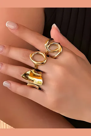 Jewels Galaxy Set Of 3 Gold-Plated Finger Ring