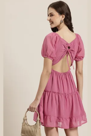 HERE&NOW Puff Sleeve Fit & Flare Mini Dress