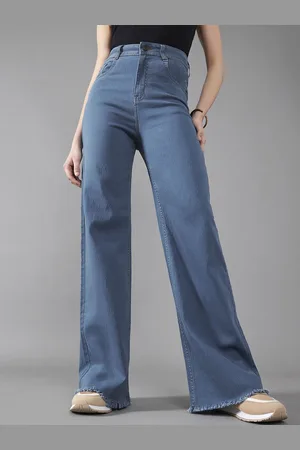DOLCE CRUDO Women Wide Leg High-Rise Stretchable Jeans