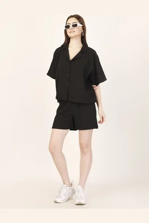 DressBerry Brown Short Sleeves Shirt With Shorts