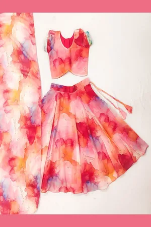 BAESD Girls Printed Ready to Wear Lehenga & Blouse With Dupatta
