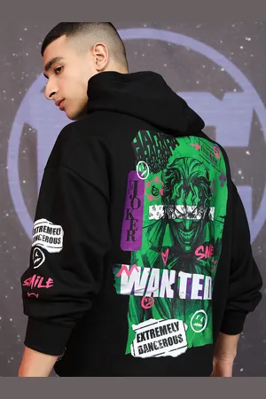 Highlander Men Joker Printed Hooded Hooded Oversized Pullover Sweatshirt