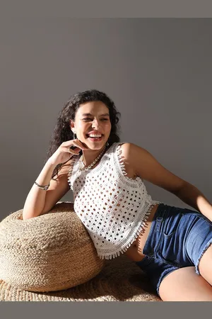 SHOWOFF Women Self Design Crochet Crop Top