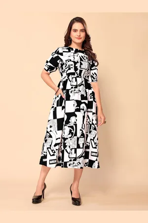 DressBerry Women Print Fit & Flare Midi Dress