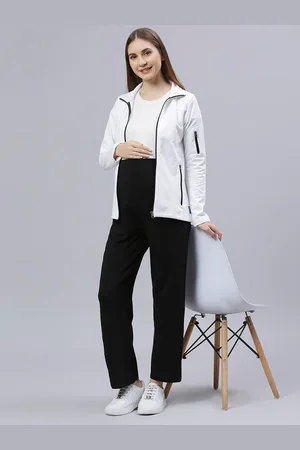 MomToBe Women High-Rise Cotton Straight-Fit Maternity Track Pants