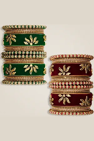 Peora Set Of 2 Gold-Plated Kundan Stone-Studded Bangles