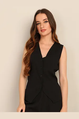 DressBerry Black V-Neck Sleeveless Waistcoat