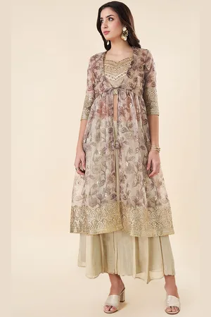 Pantaloons Embroidered Top With Palazzo & Shrug