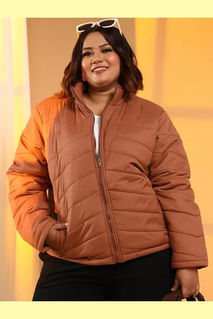Instafab Women Solid Lightweight Plus Size Padded Jacket