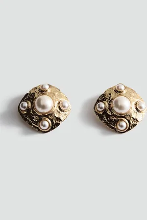 MANGO Geometric-Shaped Pearl-Effect Chunky Studs