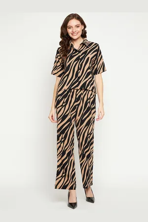 DressBerry Black and Nude Printed Shirt With Trouser