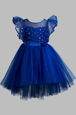Toy Balloon Kids Girls Polka Dot Flared Sleeve Net Fit & Flare Dress