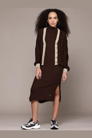 Roadster The Lifestyle Co. Ribbed Jumper Midi Dress with Cardigan