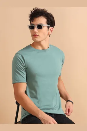 Bushirt Men Solid Round Neck Cotton T-shirt