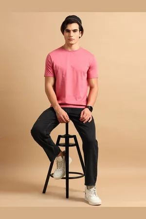 Bushirt Men Solid Round Neck Cotton T-shirt